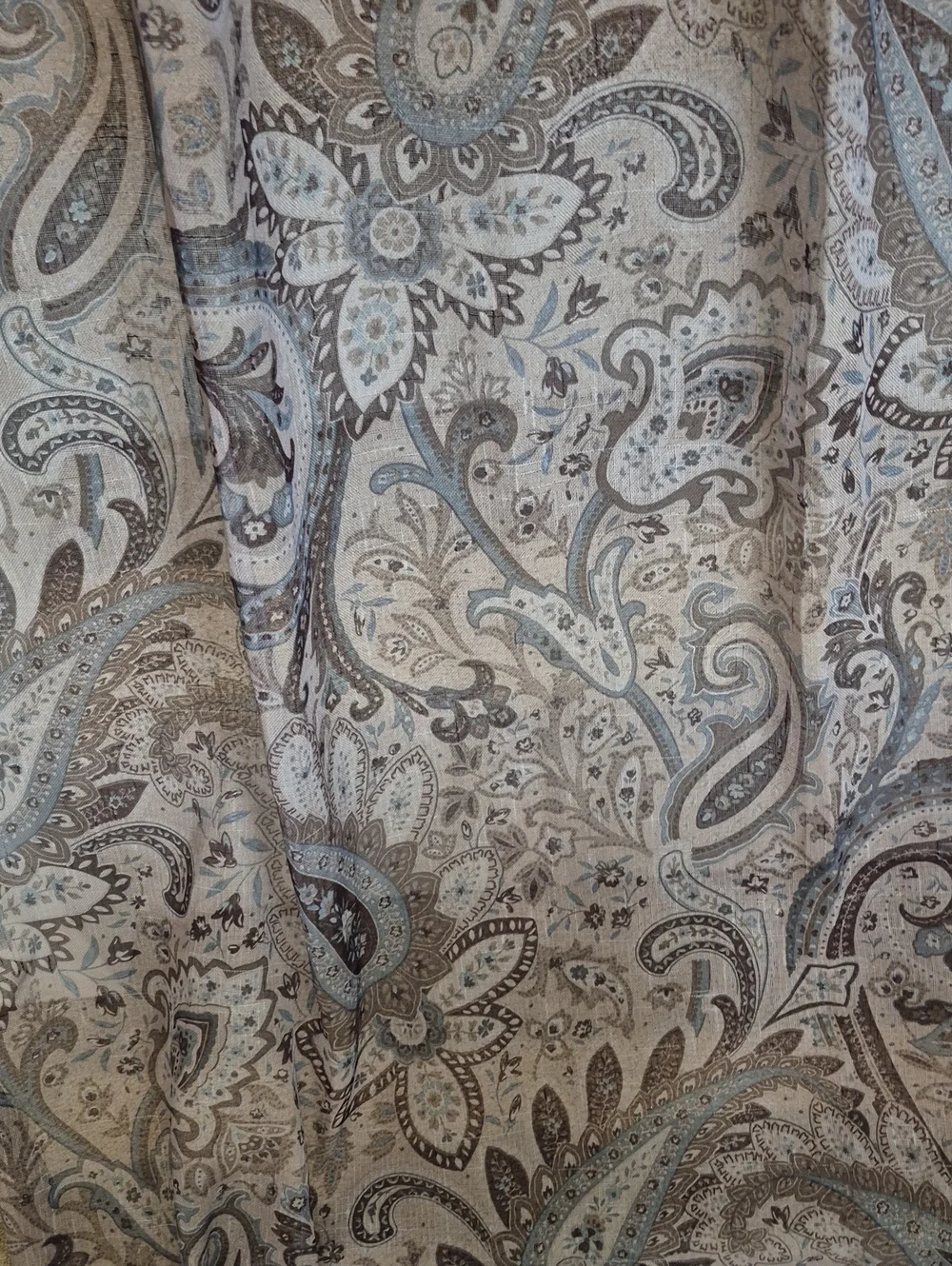 Paisley Semi Sheer Curtain Panel Taupe Gray 48x80
